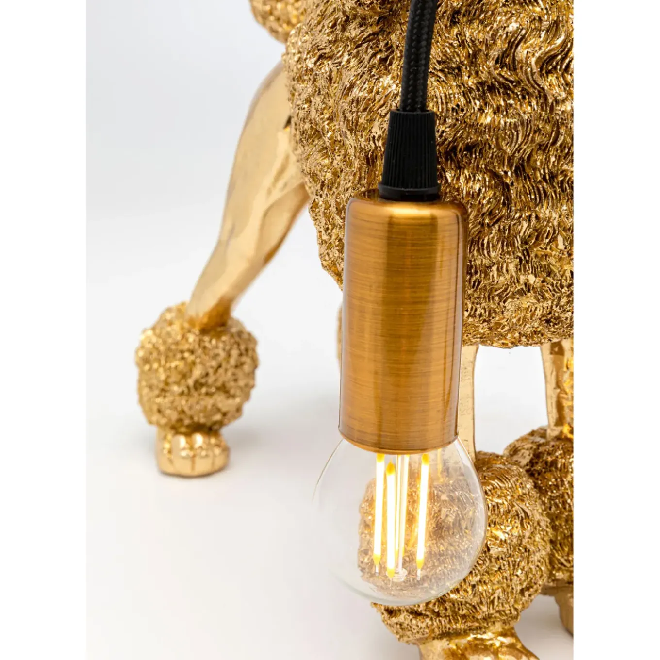 Lampe A Poser Animal Poodle Dore 32Cm