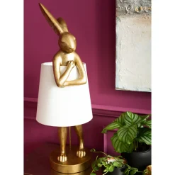 Lampe A Poser Animal Rabbit Dore/Blanc 88Cm