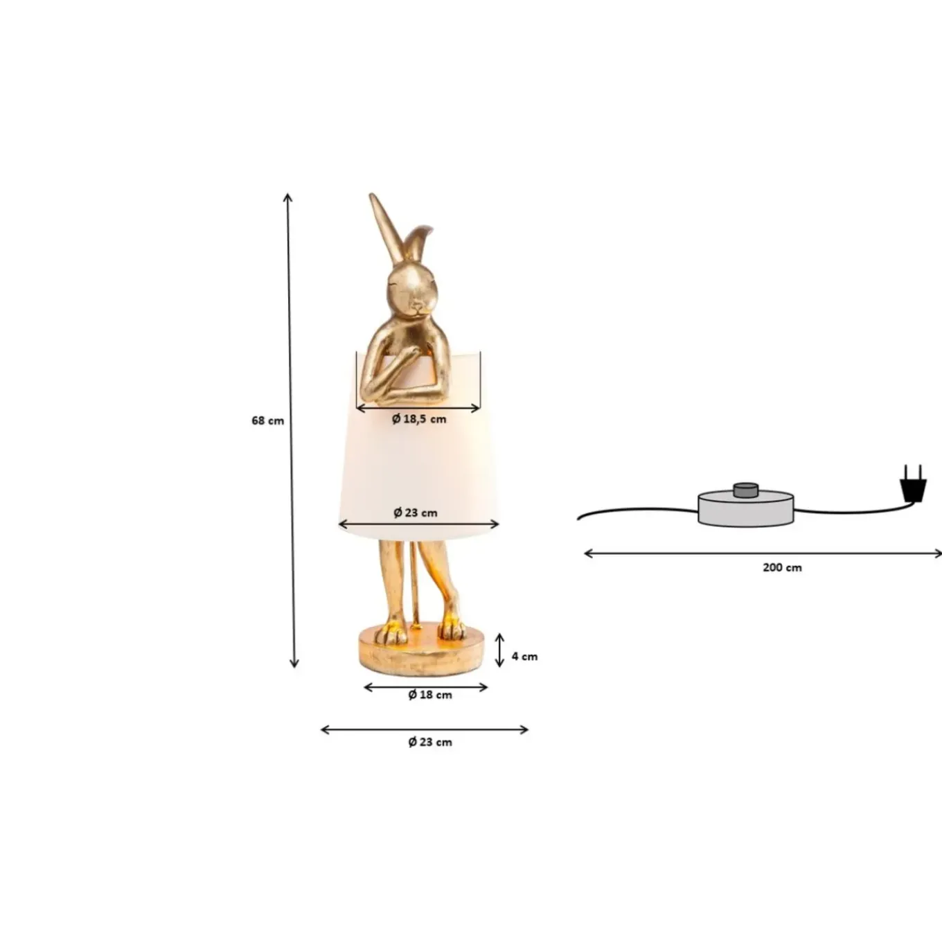 Lampe A Poser Animal Rabbit Dore/Blanc 68Cm