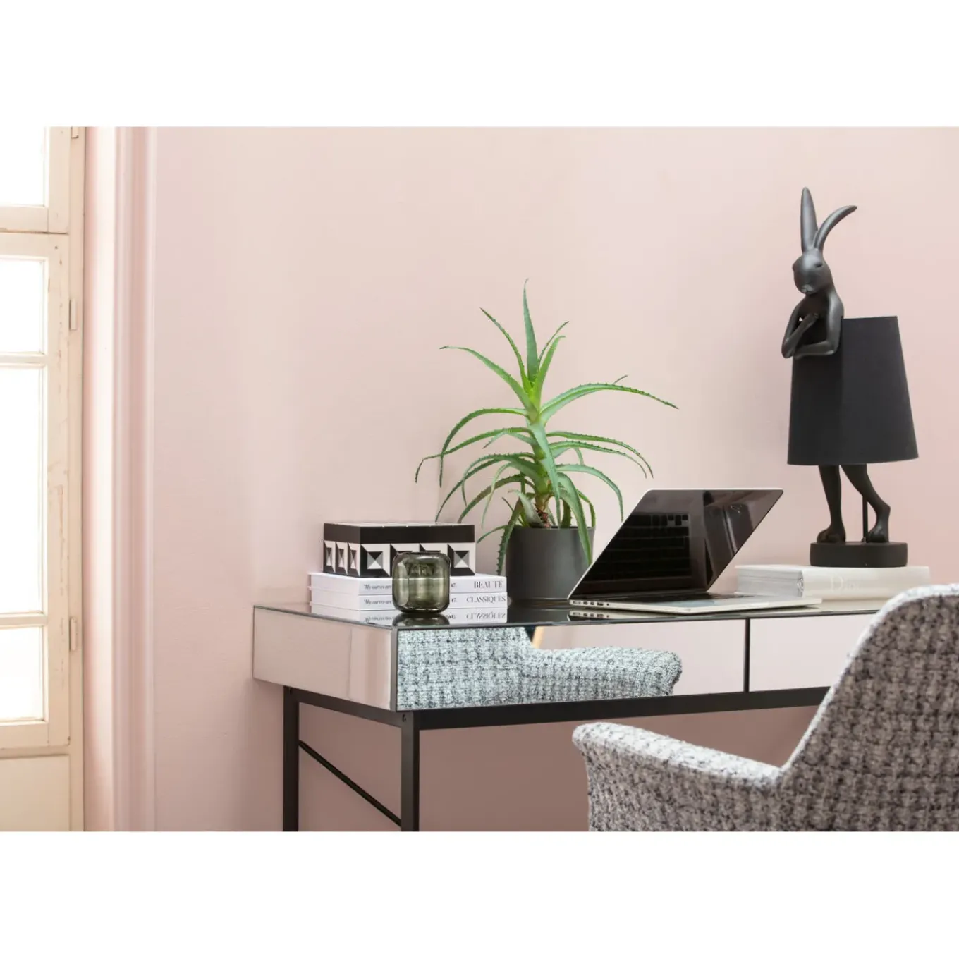 Lampe A Poser Animal Rabbit Noir 68Cm