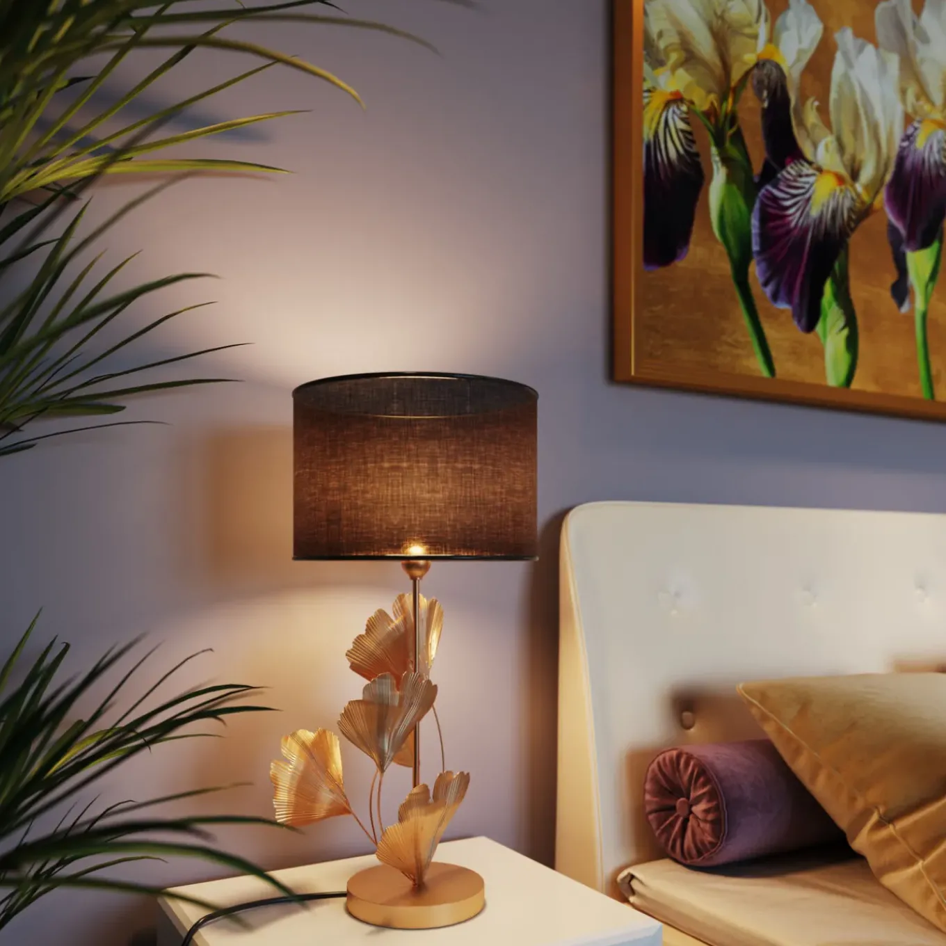 Lampe A Poser Flores Dore 62Cm