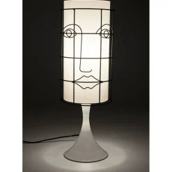 Lampe A Poser Grid Face Blanc 60Cm