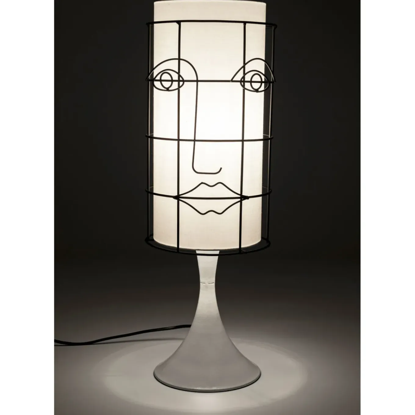 Lampe A Poser Grid Face Blanc 60Cm