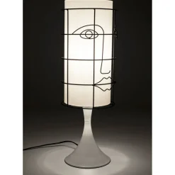 Lampe A Poser Grid Face Blanc 60Cm