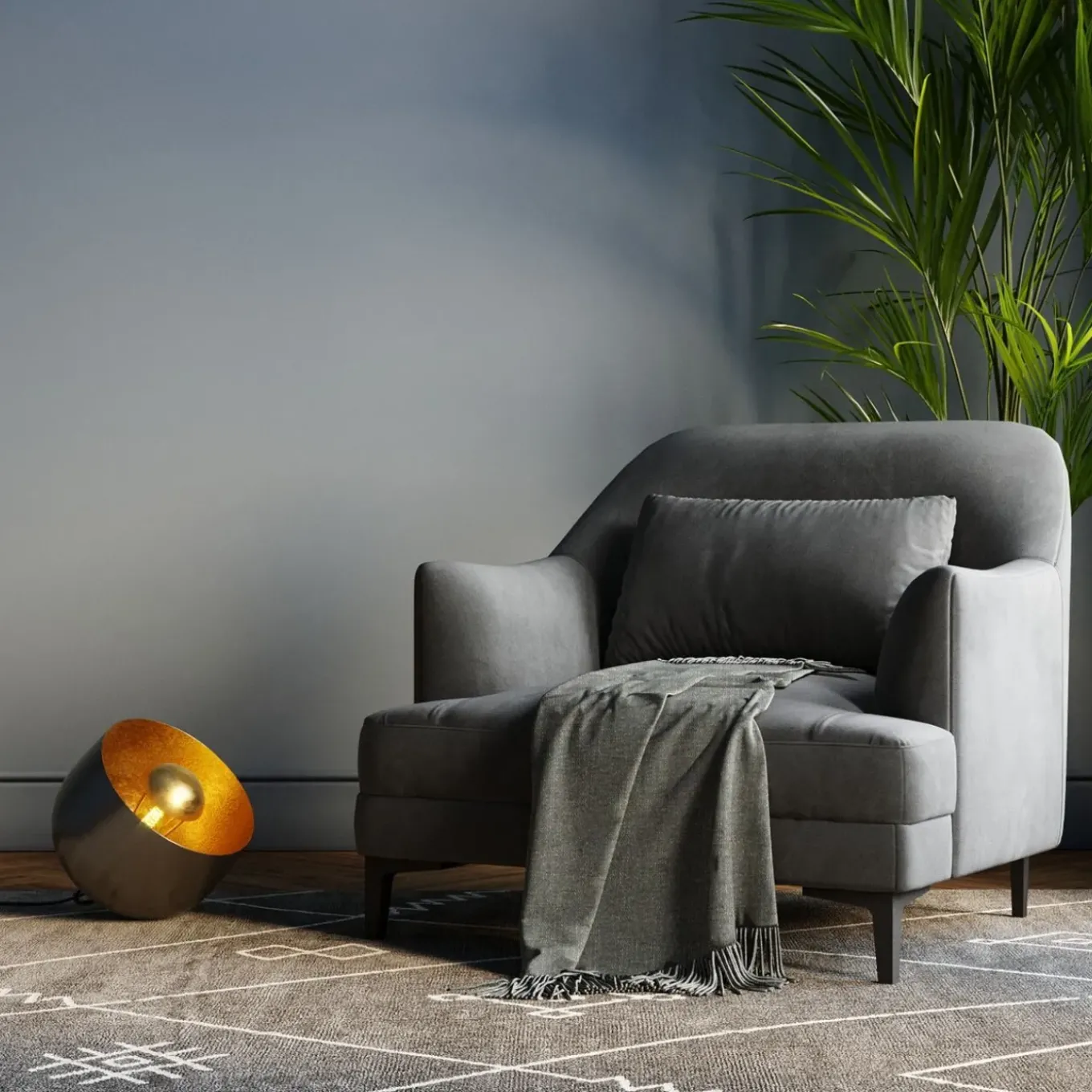 Lampe De Sol Apollon Smooth Noir O28Cm