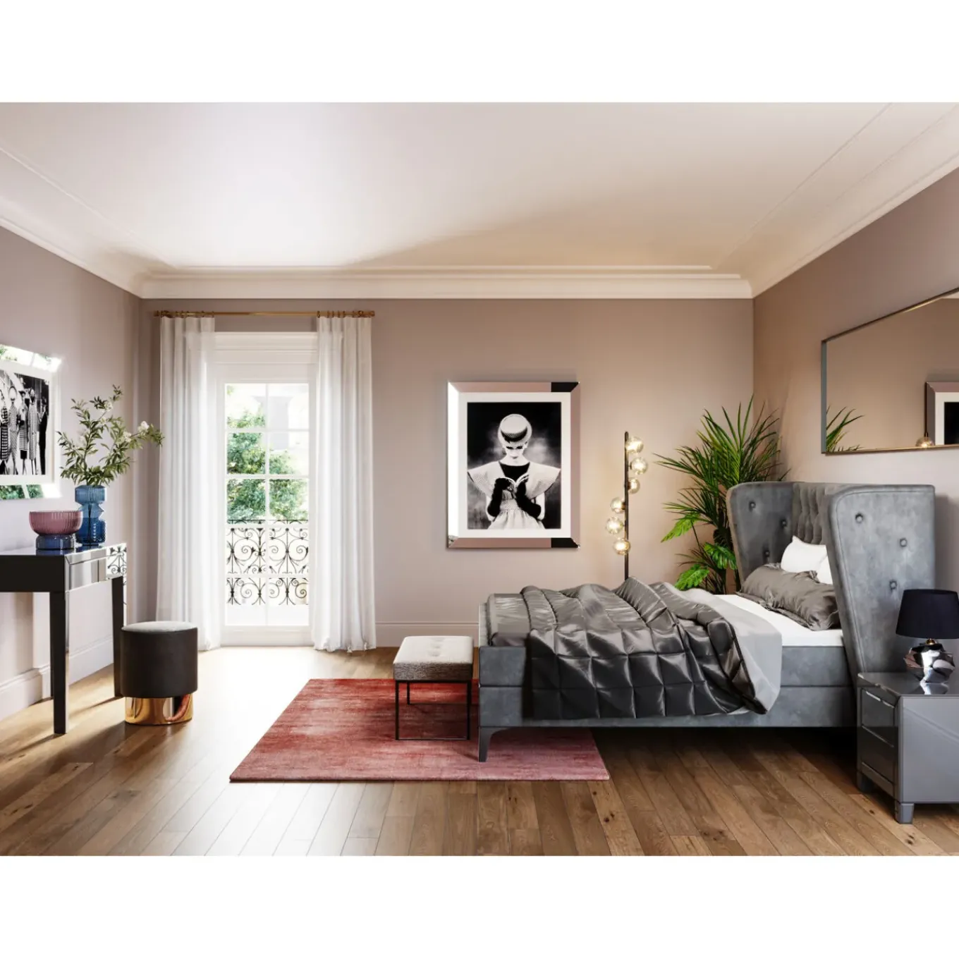 Lit Boxspring Benito Moon Gris 180X200