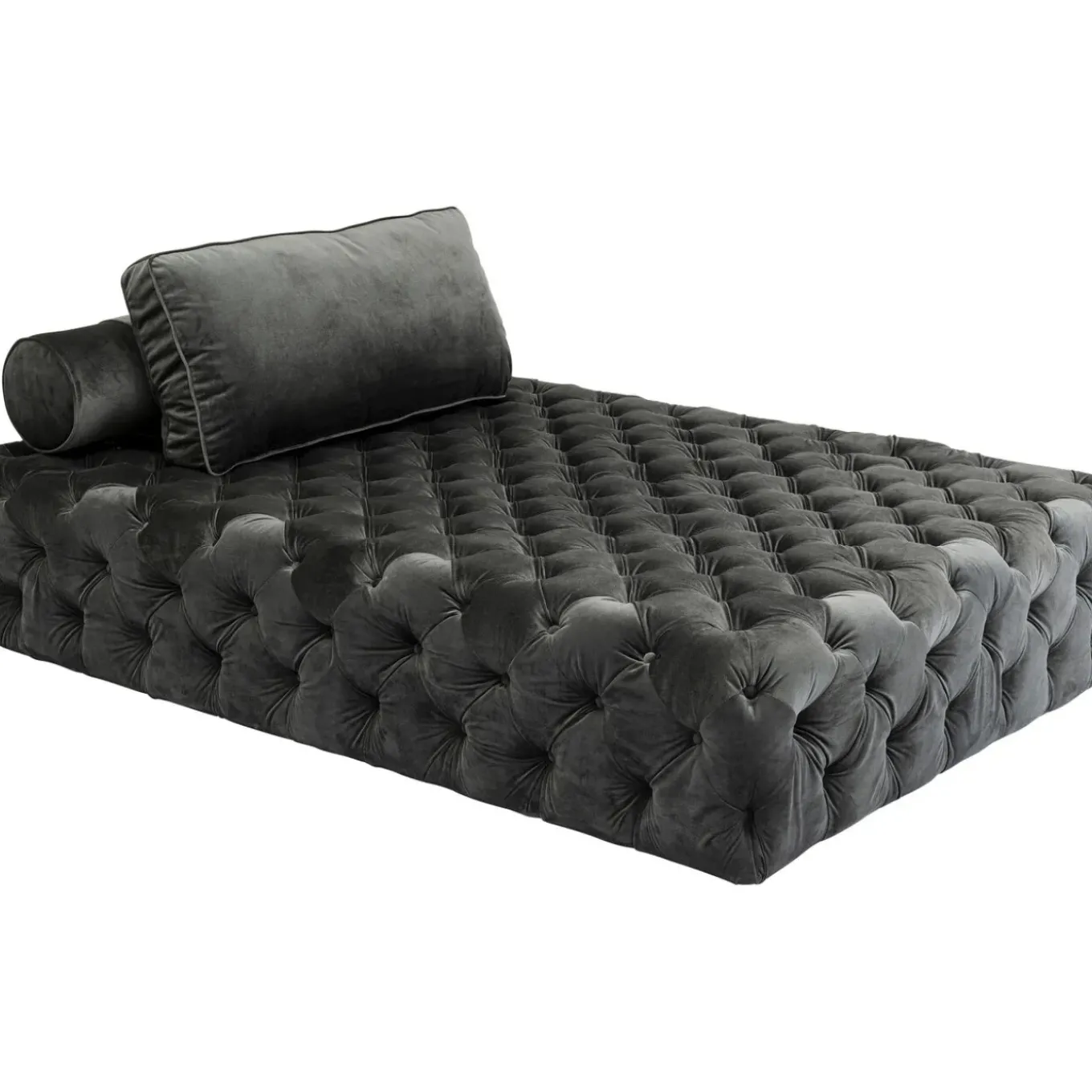 Lit D Appoint Bottone Velours Gris