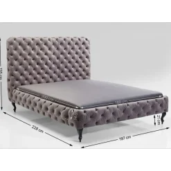 Lit Desire Haut Gris Argente 180X200Cm