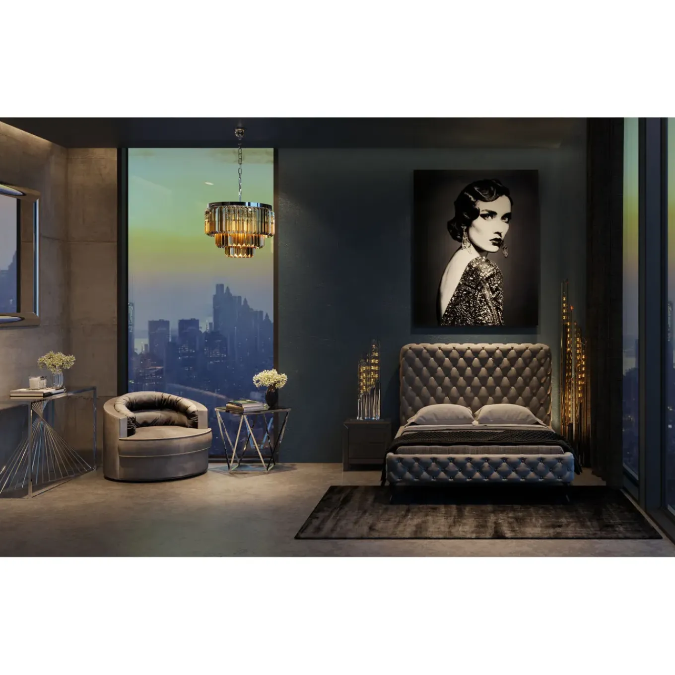 Lit Desire Haut Gris Argente 160X200Cm