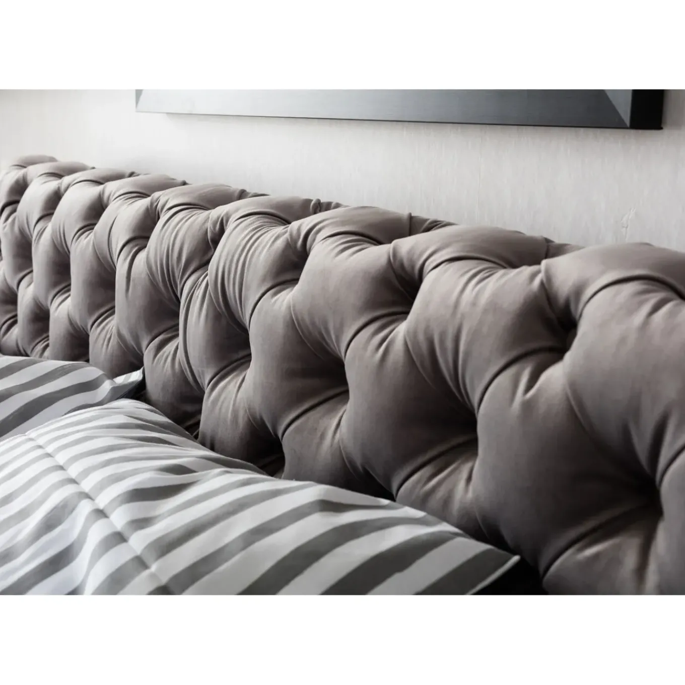 Lit Desire Velours Gris 180X200 Cm