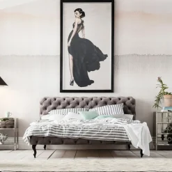 Lit Desire Velours Gris 180X200 Cm