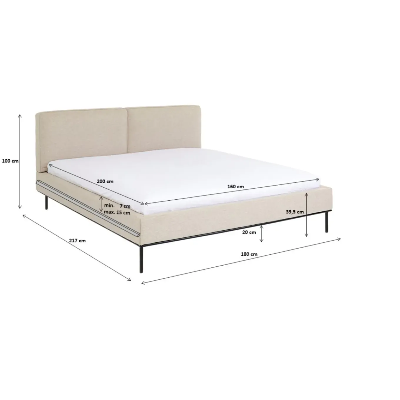Lit East Side Beige 160X200Cm
