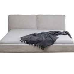Lit East Side Velours Cotele Gris 180X200Cm