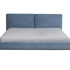 Lit East Side Velours Cotele Bleu 180X200Cm