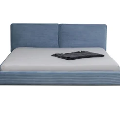 Lit East Side Velours Cotele Bleu 180X200Cm