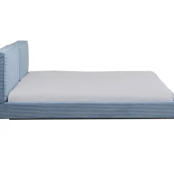 Lit East Side Velours Cotele Bleu 180X200Cm