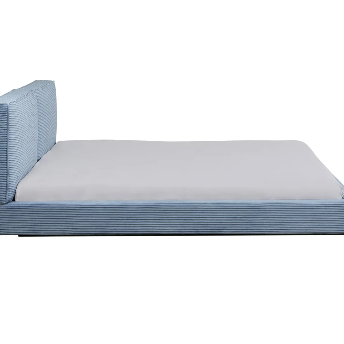 Lit East Side Velours Cotele Bleu 180X200Cm