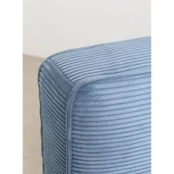 Lit East Side Velours Cotele Bleu 180X200Cm