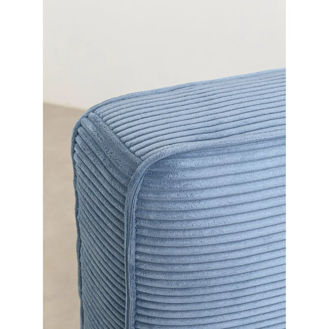 Lit East Side Velours Cotele Bleu 180X200Cm