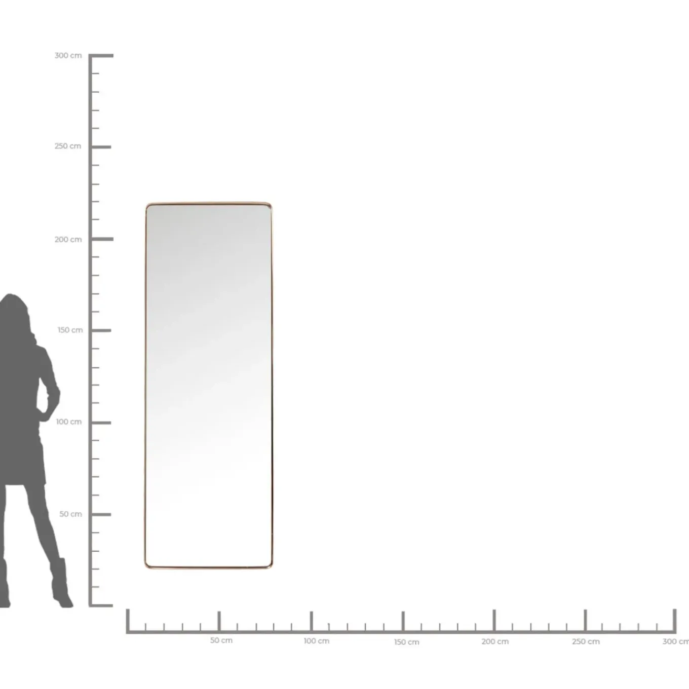 Miroir Curve Rectangulaire Cuivre 70X200Cm