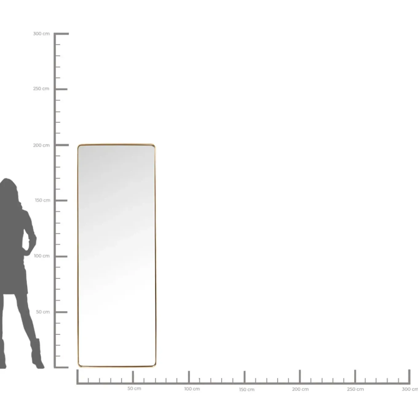Miroir Curve Rectangulaire Laiton 70X200Cm