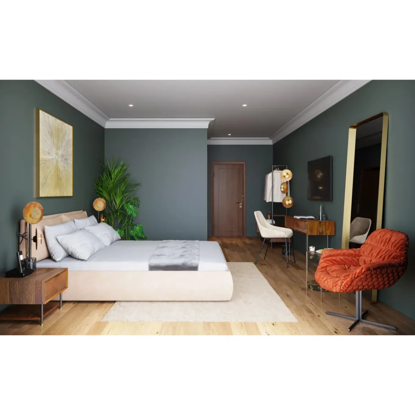 Miroir Curve Rectangulaire Laiton 70X200Cm