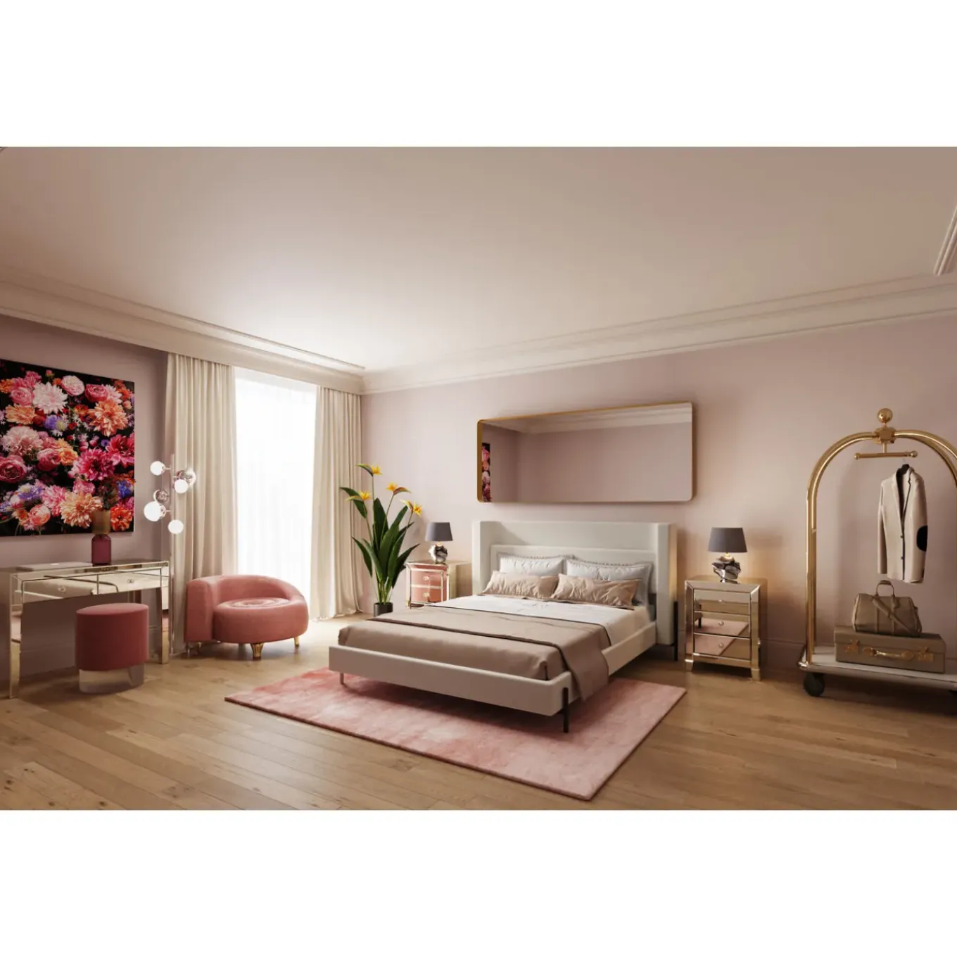 Miroir Curve Rectangulaire Laiton 70X200Cm
