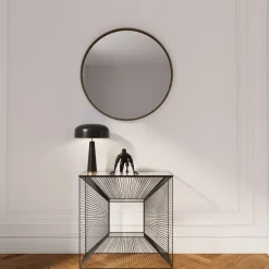 Miroir Curve Rond Acier Nature O100Cm