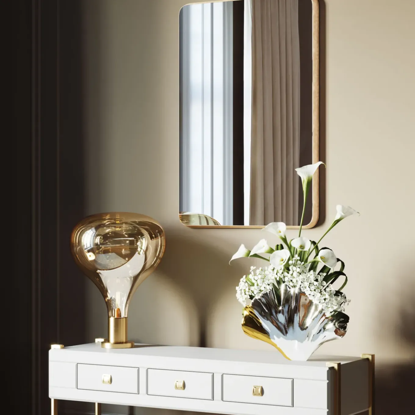 Miroir Jetset Carre Dore 94X64Cm