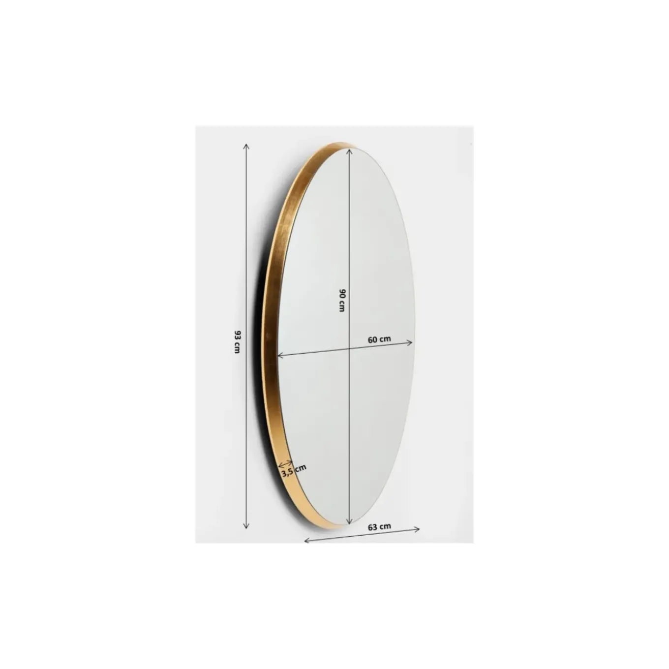 Miroir Jetset Ovale Dore 94X64Cm