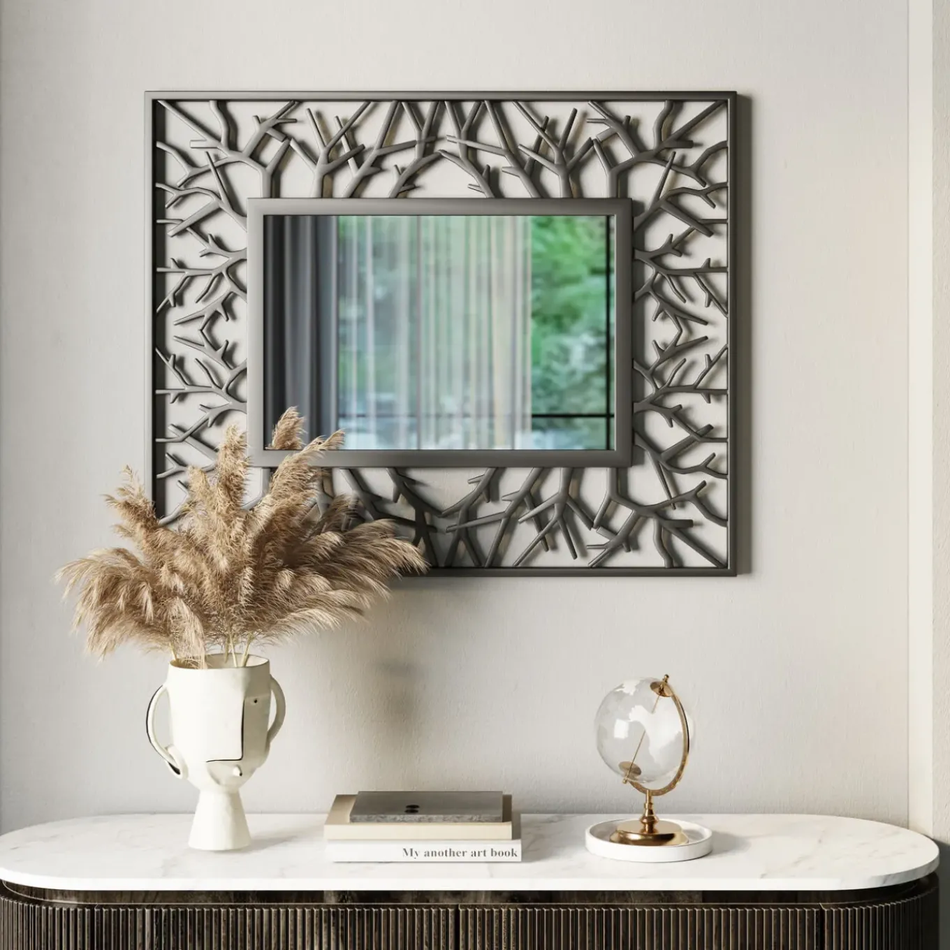 Miroir Mural Tree Branch Square 100X82Cm