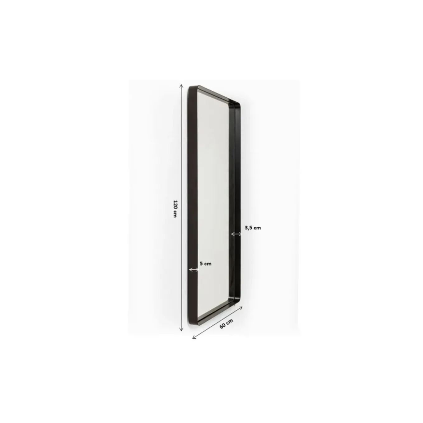 Miroir Ombra Soft Noir 120X60Cm