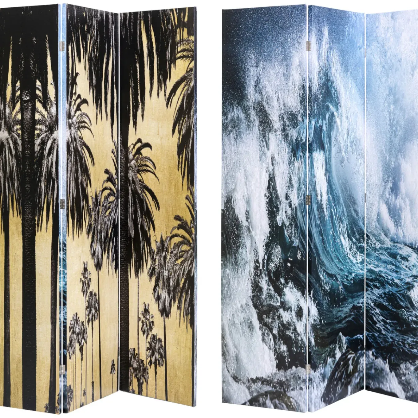 Paravent Triptychon Wave Vs Palms 120X180