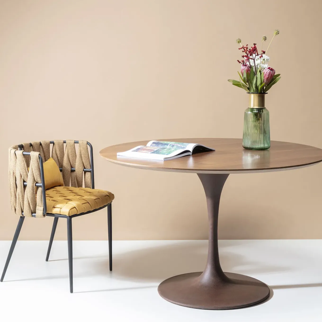 Plateau De Table Invitation Rond Noyer O120Cm