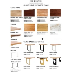 Plateau De Table Tavola Bord Biseaute Chene 180X90