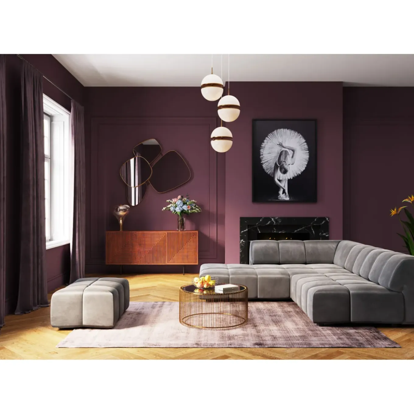 Pouf Belami Velours Gris