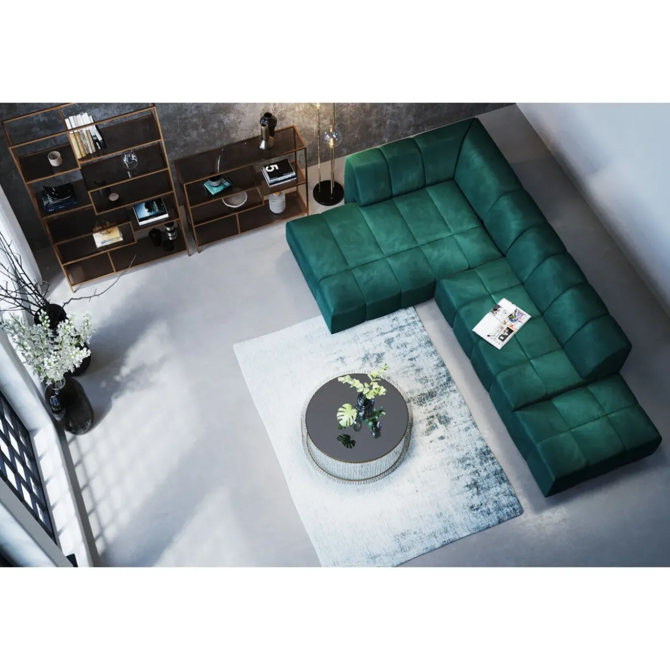 Pouf Belami Velours Vert Fonce