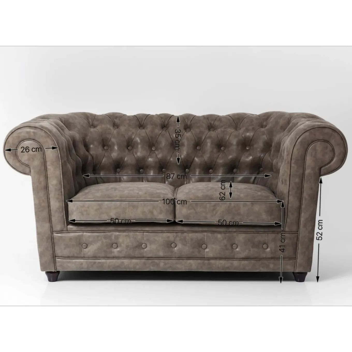 Sofa Cambridge 2 Places Vintage Smart