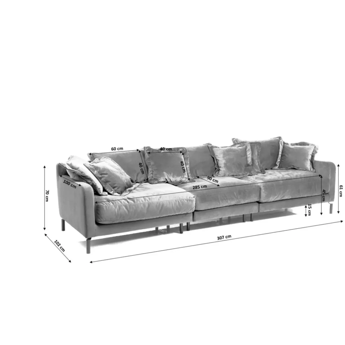 Sofa Lullaby 3-Places Petrole
