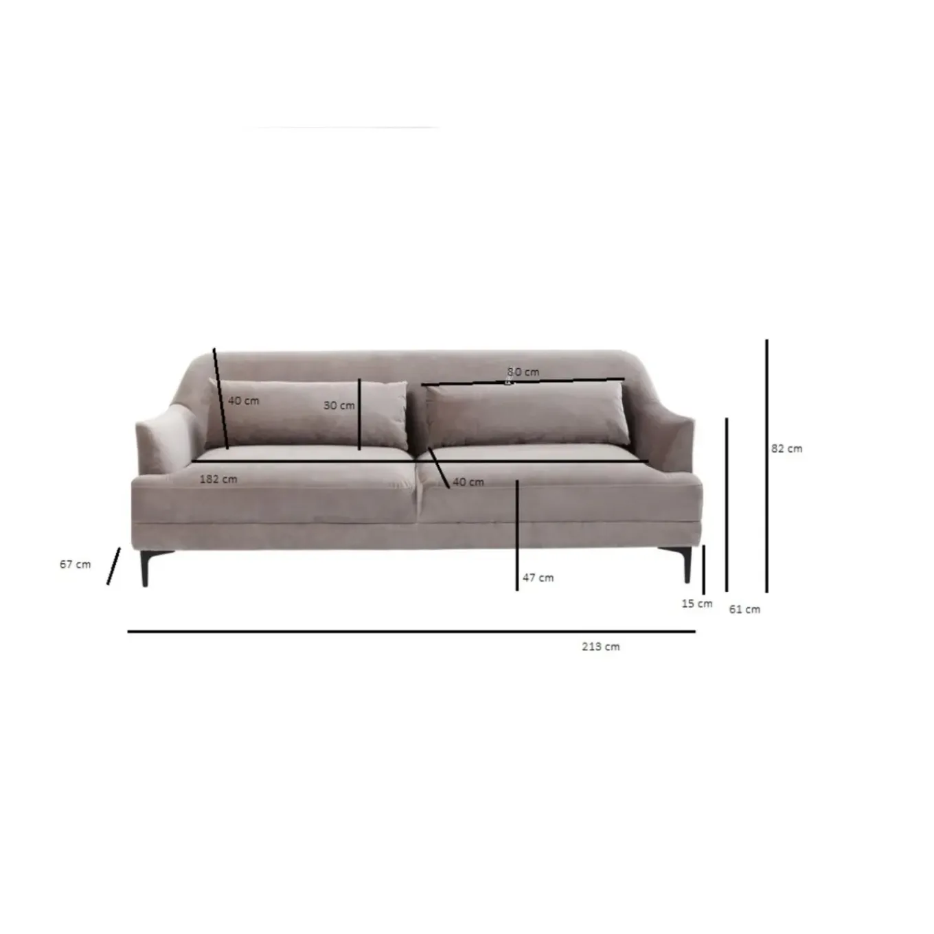 Sofa Proud 3-Places Gris
