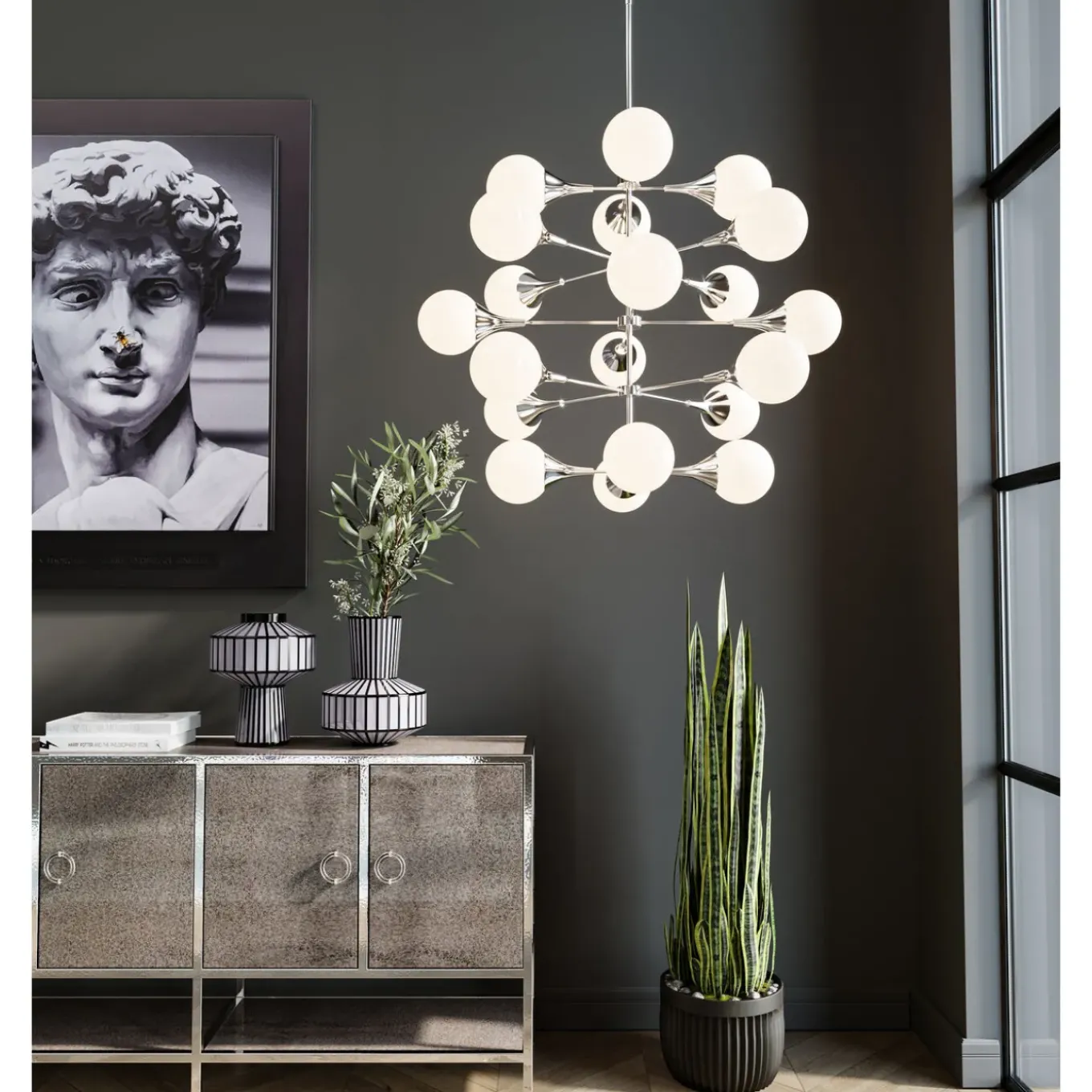 Suspension Bulb Fiction 20 Argente O102Cm