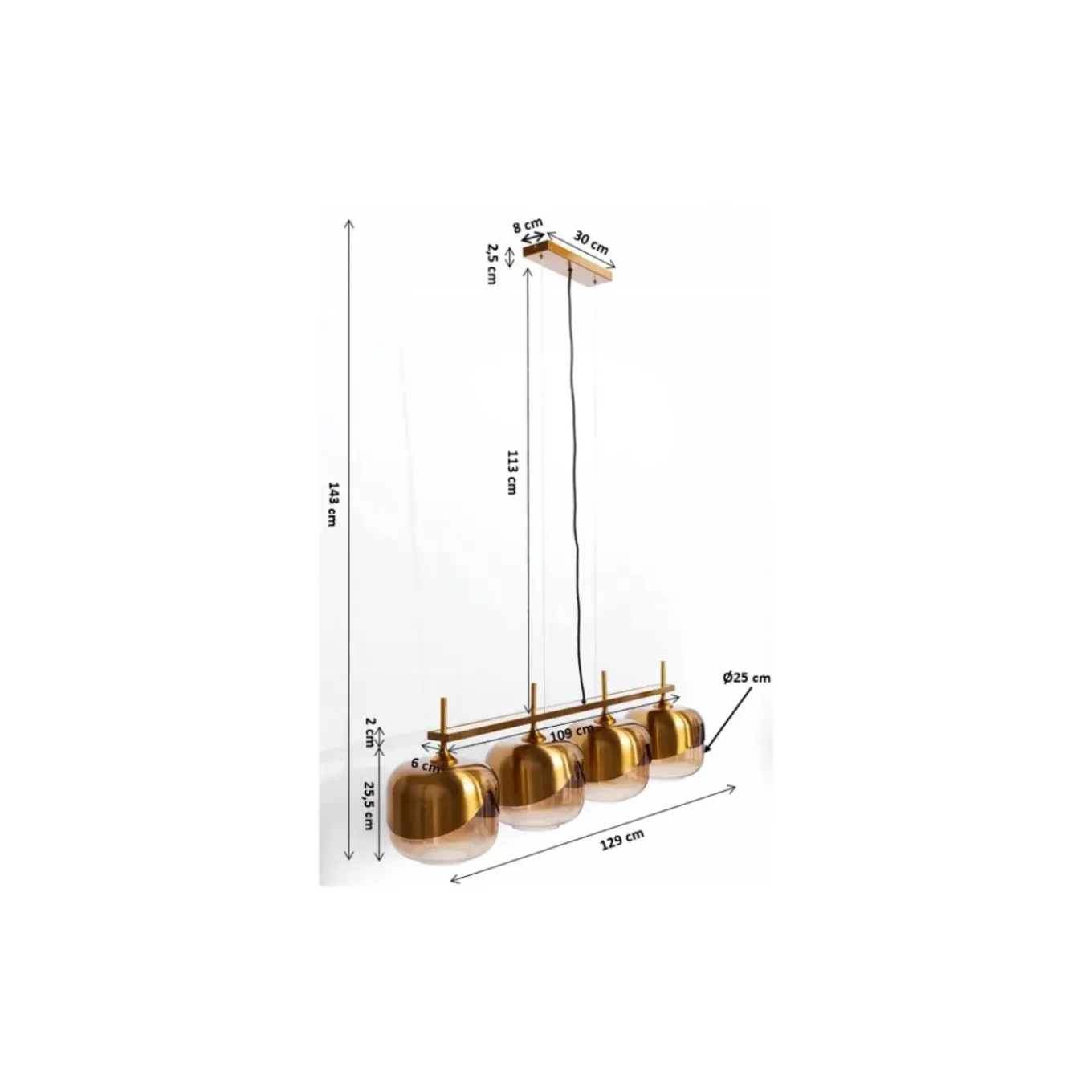 Suspension Doreen Goblet Quattro O25Cm