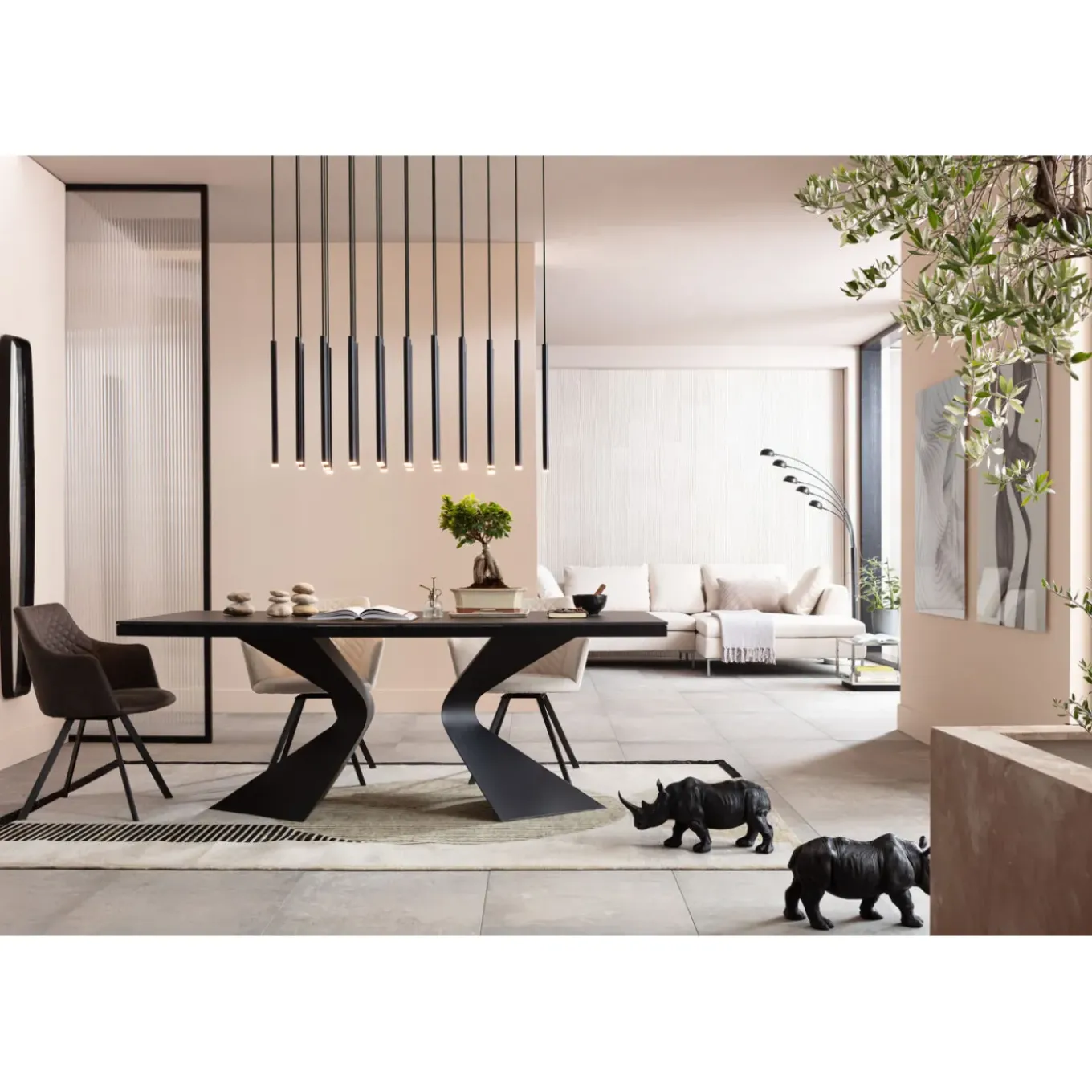 Suspension Living Vegas Noir Mat Led 120Cm