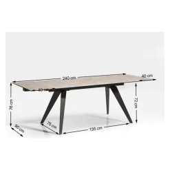 Table A Rallonges Amsterdam Look Marbre 160(40+40)