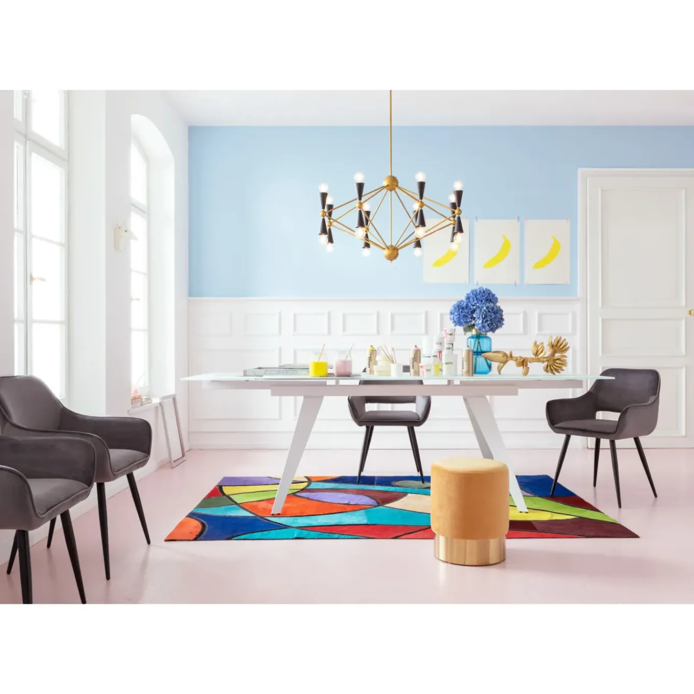 Table A Rallonges Amsterdam Blanc 160(40X40)X90