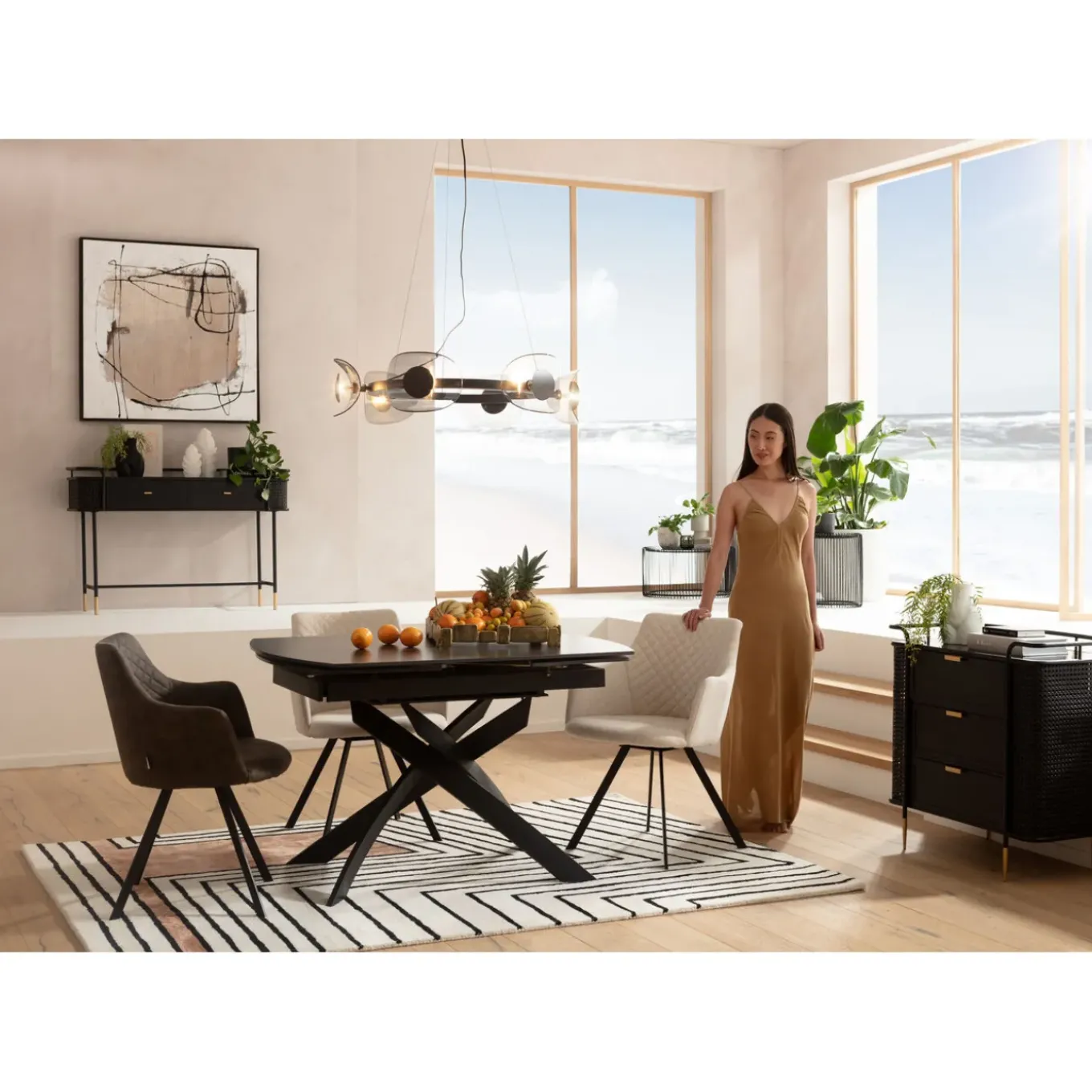 Table A Rallonges Twist Noir 120(30+30)X90Cm