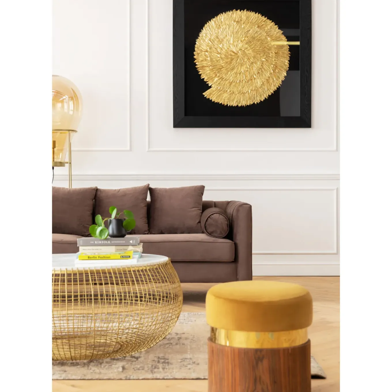 Table Basse Cesta Marble Dore O100Cm