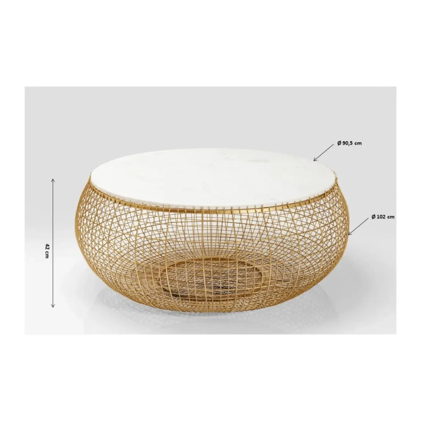 Table Basse Cesta Marble Dore O100Cm