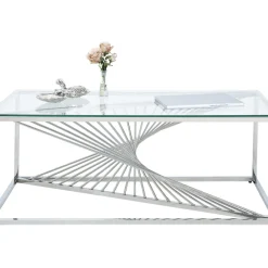Table Basse Laser Argente-Verre Clair 120X60Cm