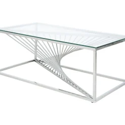 Table Basse Laser Argente-Verre Clair 120X60Cm